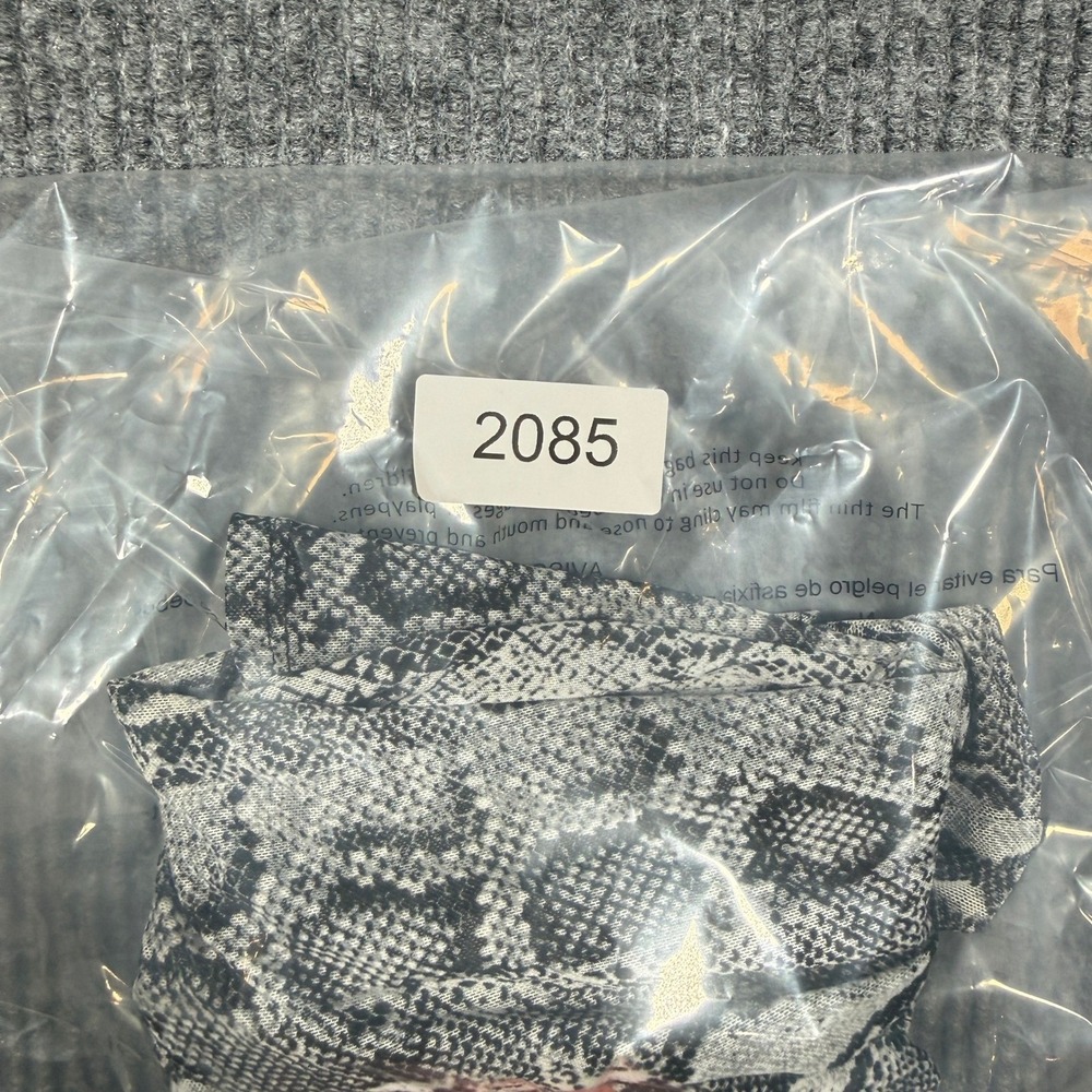 NWOT Basil & Lola Womens Gray Snakeskin Mesh Sheer Long Sleeve Top Crew Neck XS - Picture 6 of 6